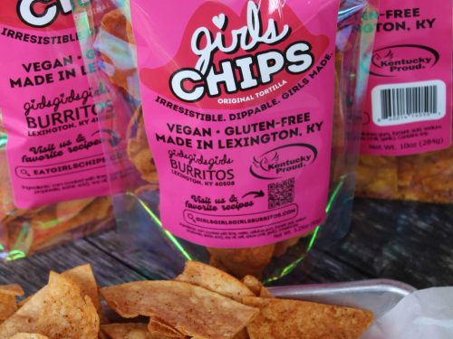 Girls Chips multiple bags with chips and queso