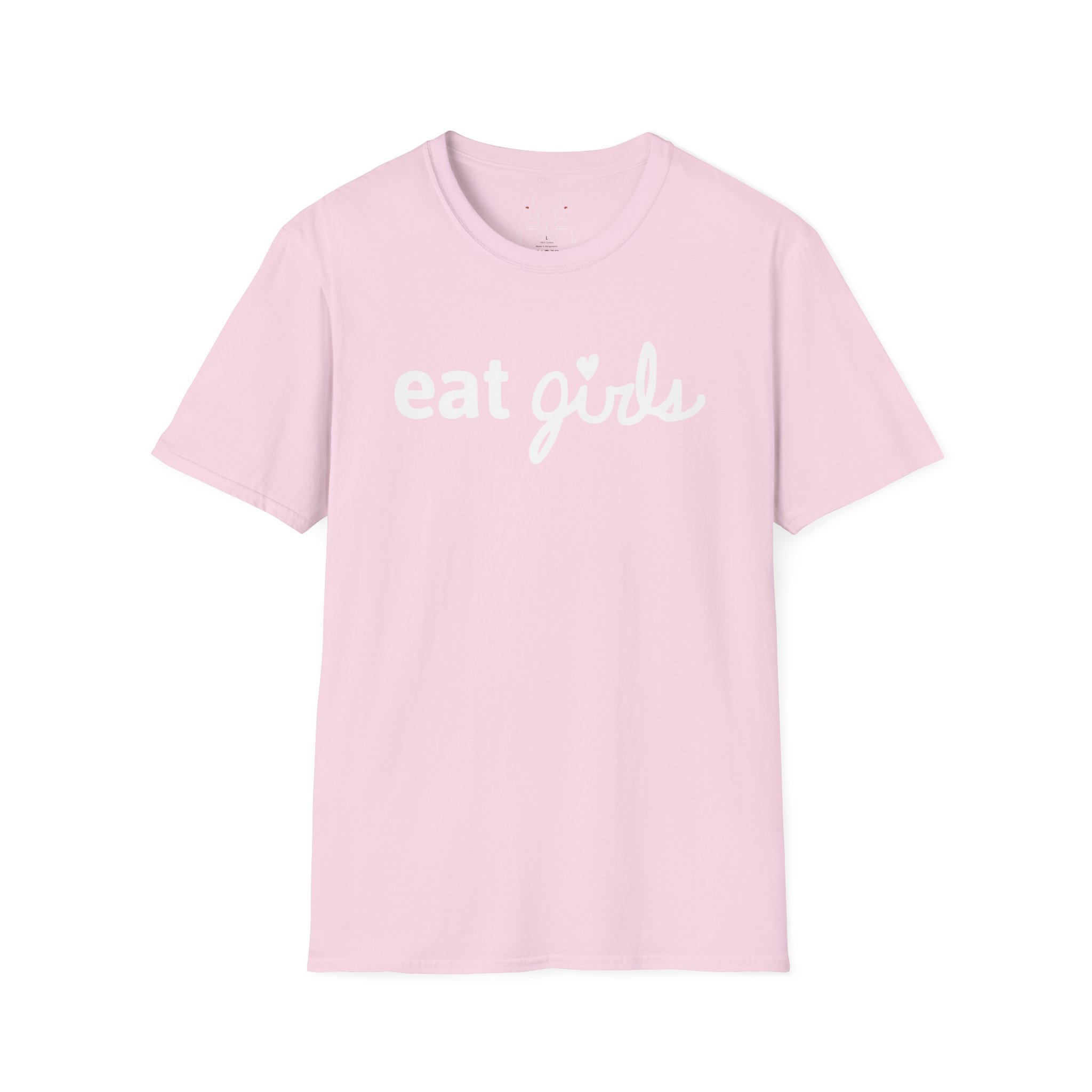Unisex “eat girls” logo tee in light pink