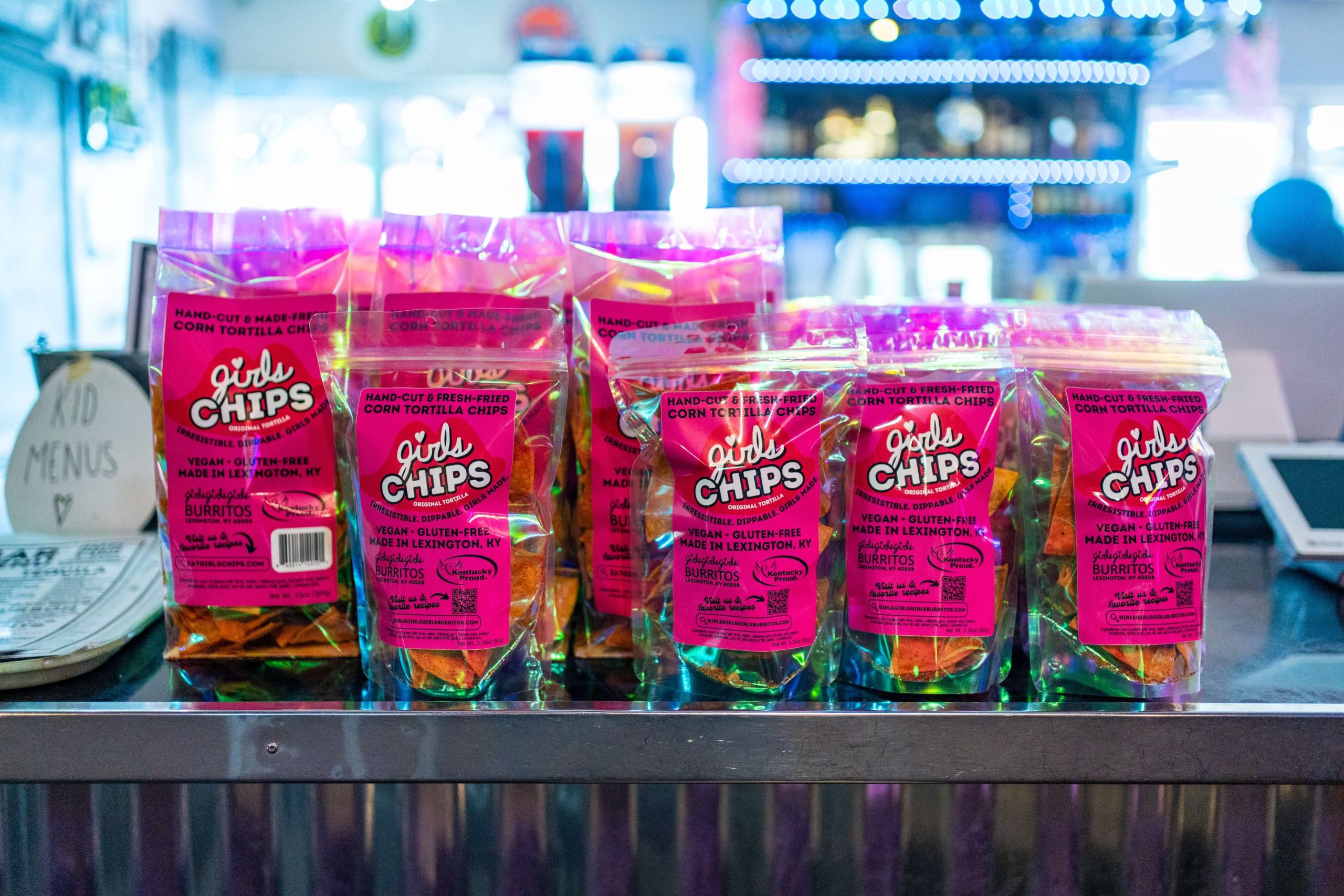 Bags of Girls Chips at the restaurant