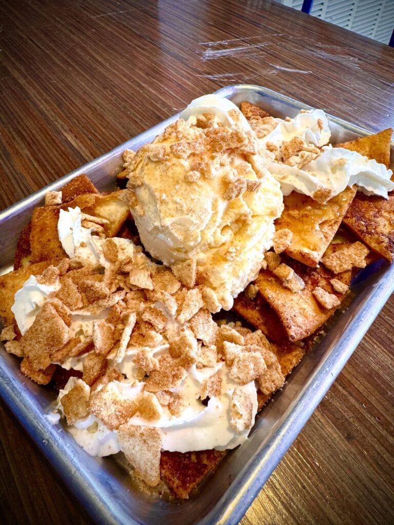 Girls Churro Cinnamon Crunch Nachos on a tray