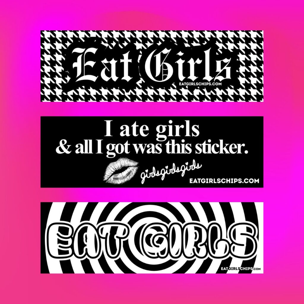 Eat Girls black and white sticker options image